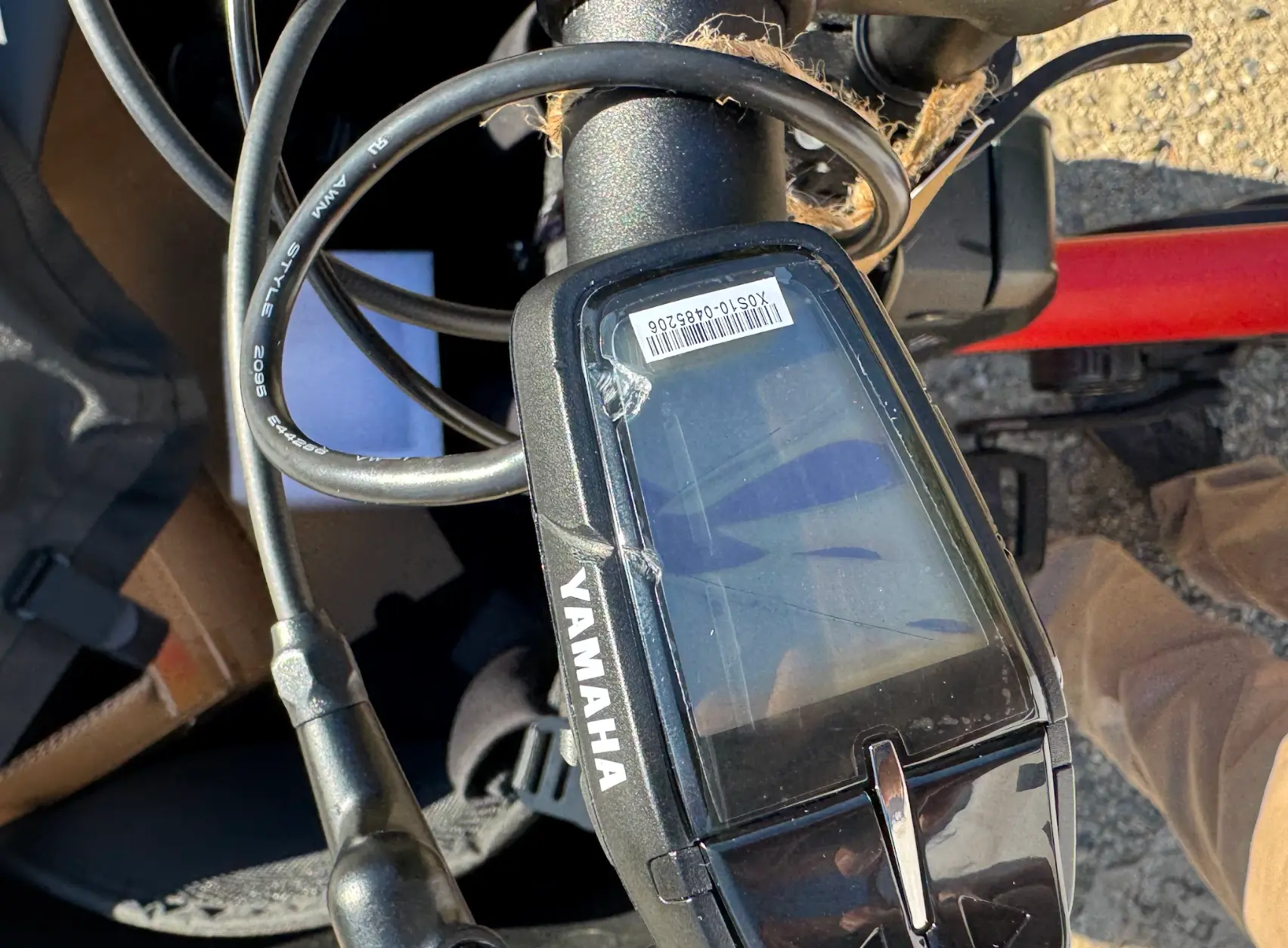 E-bike display rotated under the handlebar